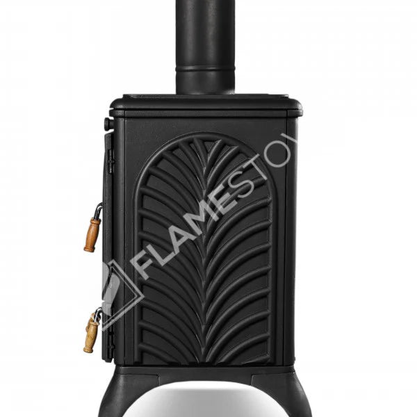 Palm Cast Iron Wood-Burning Stove with Oven: 3-Layer Cooker, Side Glass, 15kW Dual Combustion FS-066