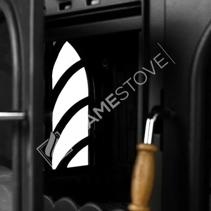 Palm Cast Iron Wood-Burning Stove with Oven: 3-Layer Cooker, Side Glass, 15kW Dual Combustion FS-066
