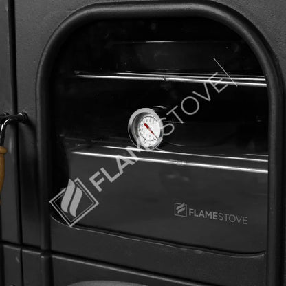 Palm Cast Iron Wood-Burning Stove with Oven: 3-Layer Cooker, Side Glass, 15kW Dual Combustion FS-066